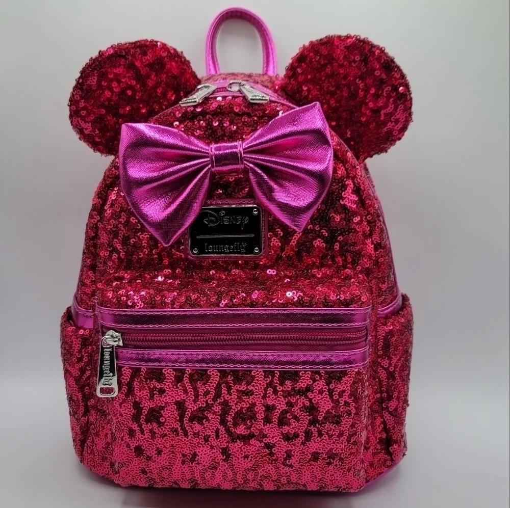 Loungefly Minnie Mouse Sequin Magenta Pink Disney Backpack